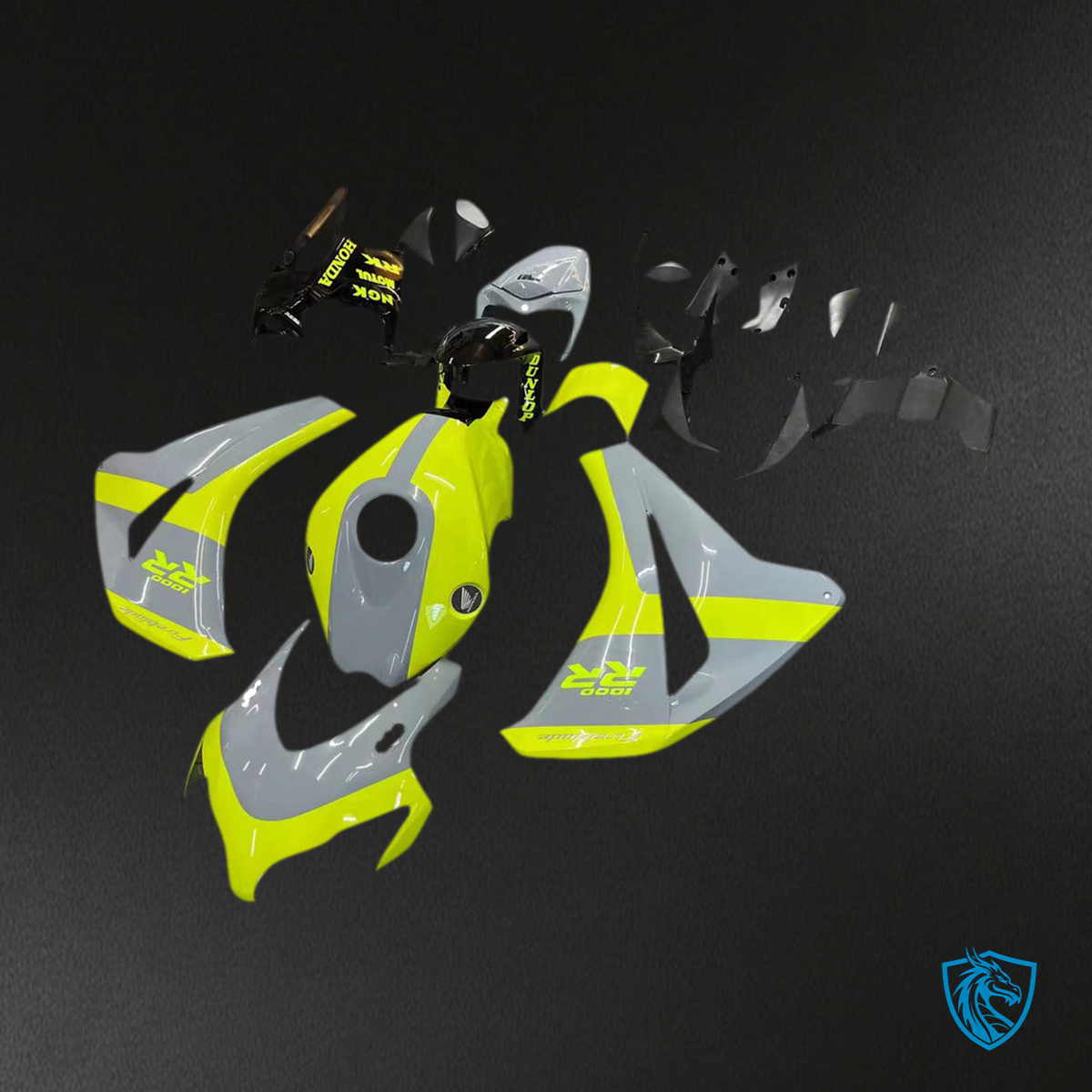 Honda CBR1000RR (2008-2011) Gray & Neon Yellow Fairing Kit - Aftermarket ABS Bodywork