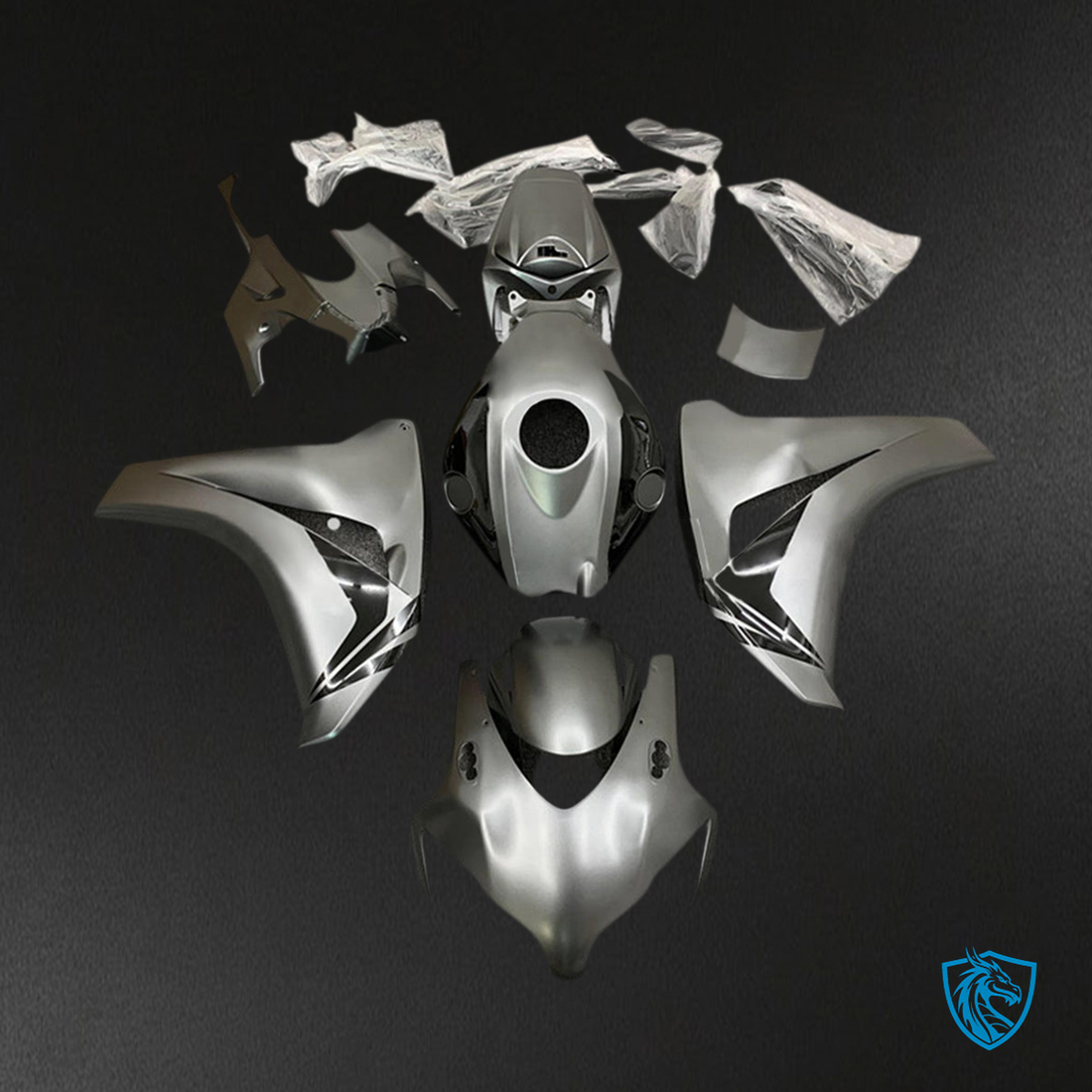 Honda CBR1000RR (2008-2011) Matte Silver & Black - Custom ABS Fairing Kit