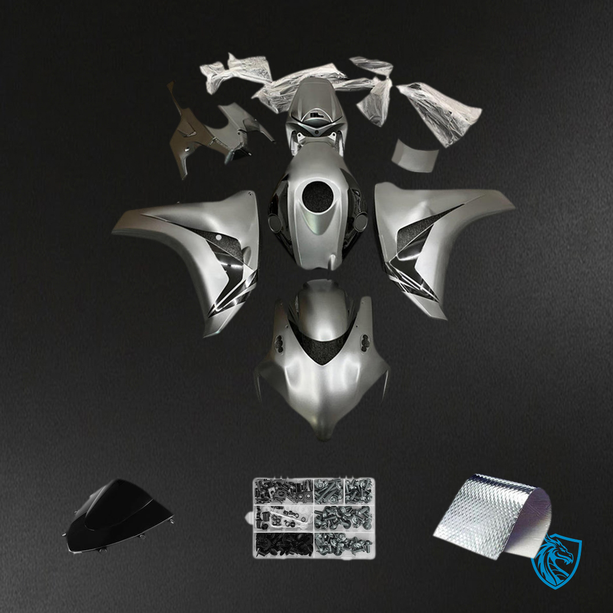 Honda CBR1000RR (2008-2011) Matte Silver & Black - Custom ABS Fairing Kit