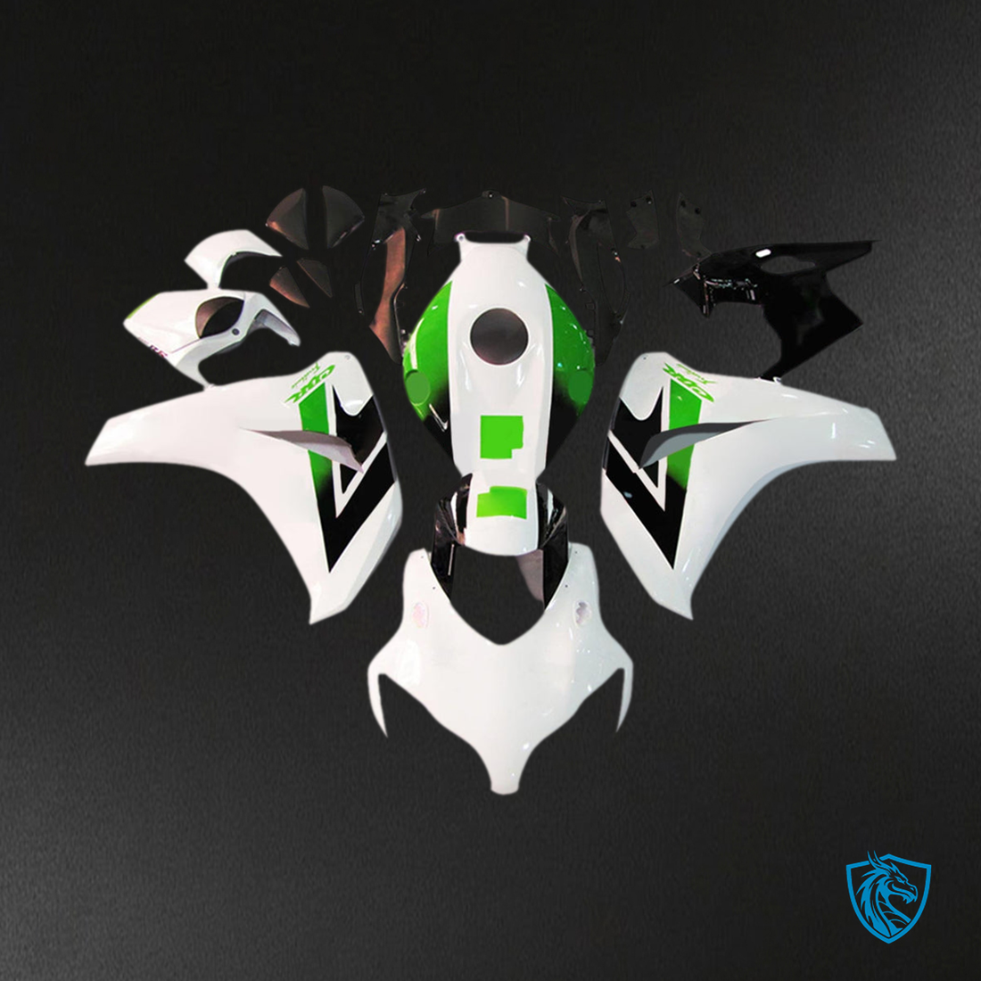 Honda CBR1000RR (2008-2011) White & Green Fairing Kit | ABS Bodywork