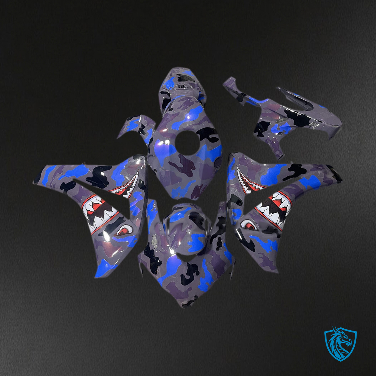 Honda CBR1000RR (2008-2011) Gloss Blue & Black Camo - MERGEment Motorcycle Fairings Kit