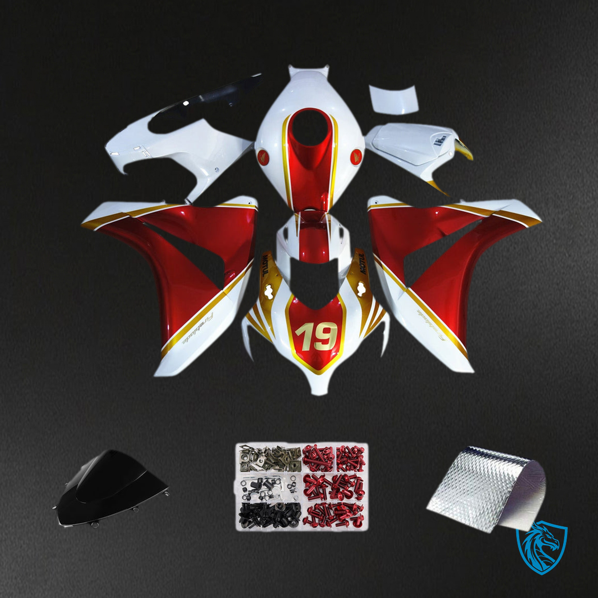 Honda CBR1000RR (2008-2011) White & Red Fairing Kit - Aftermarket ABS Bodywork