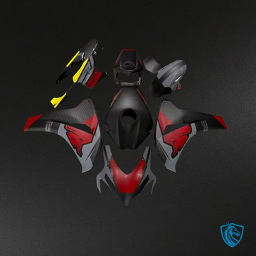 Honda CBR1000RR 2008-2011 matte carbon fiber red and gray Bull ABS fairing kit, main view