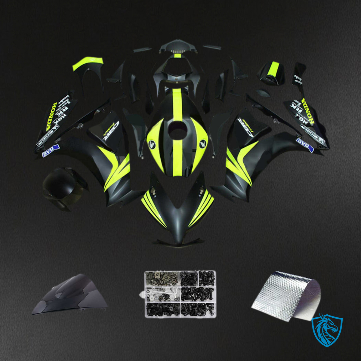 Honda CBR1000RR (2012-2016) Black & Neon Yellow - MERGEment Motorcycle Fairings Kit