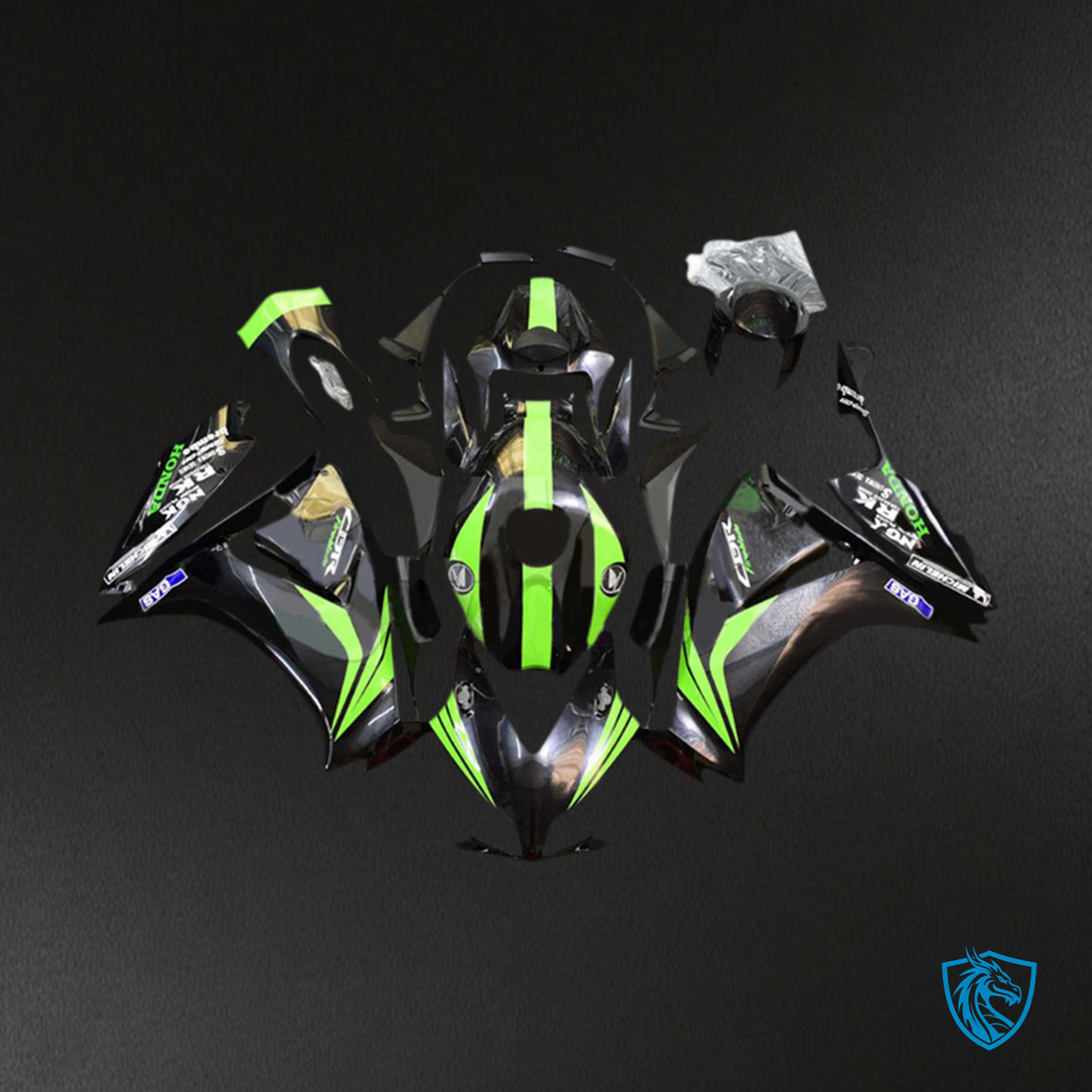 Honda CBR1000RR (2012-2016) Black & Green - Custom ABS Fairing Kit