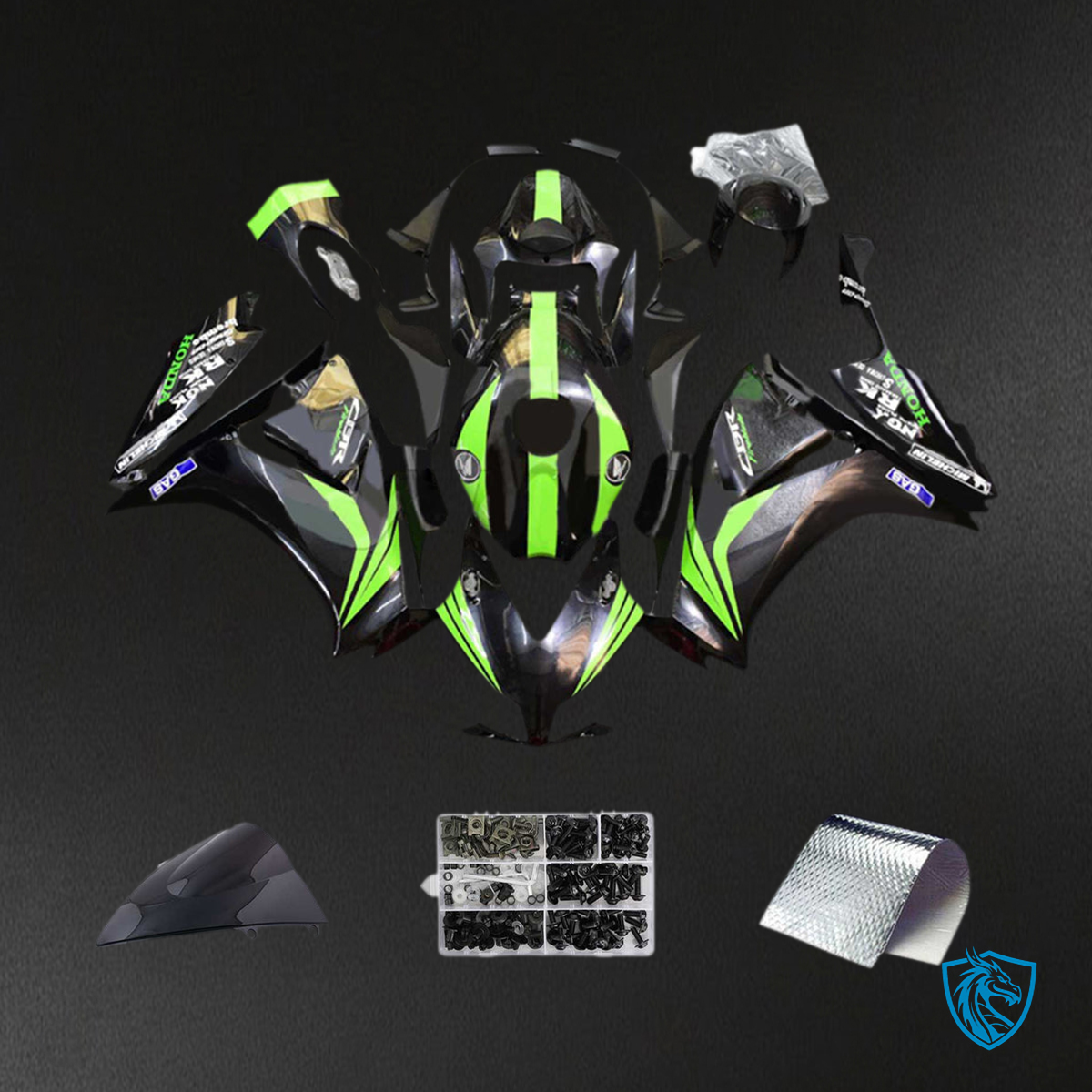 Honda CBR1000RR (2012-2016) Black & Green - Custom ABS Fairing Kit