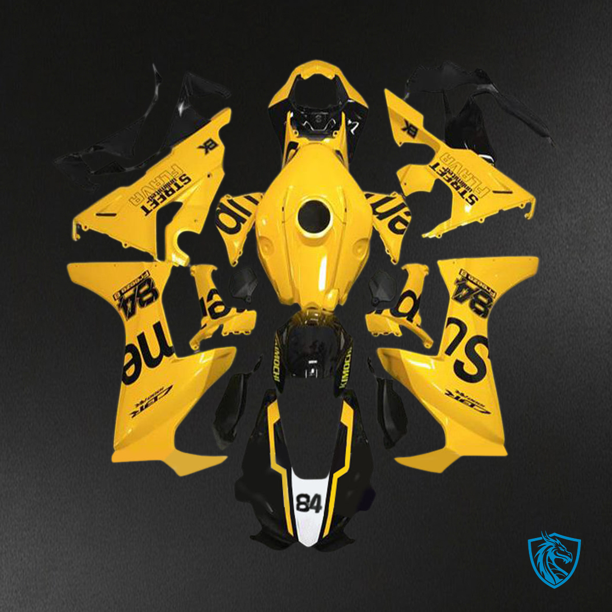 Honda CBR1000RR (2017-2023) Yellow & Black Fairing Kit - Aftermarket ABS Bodywork