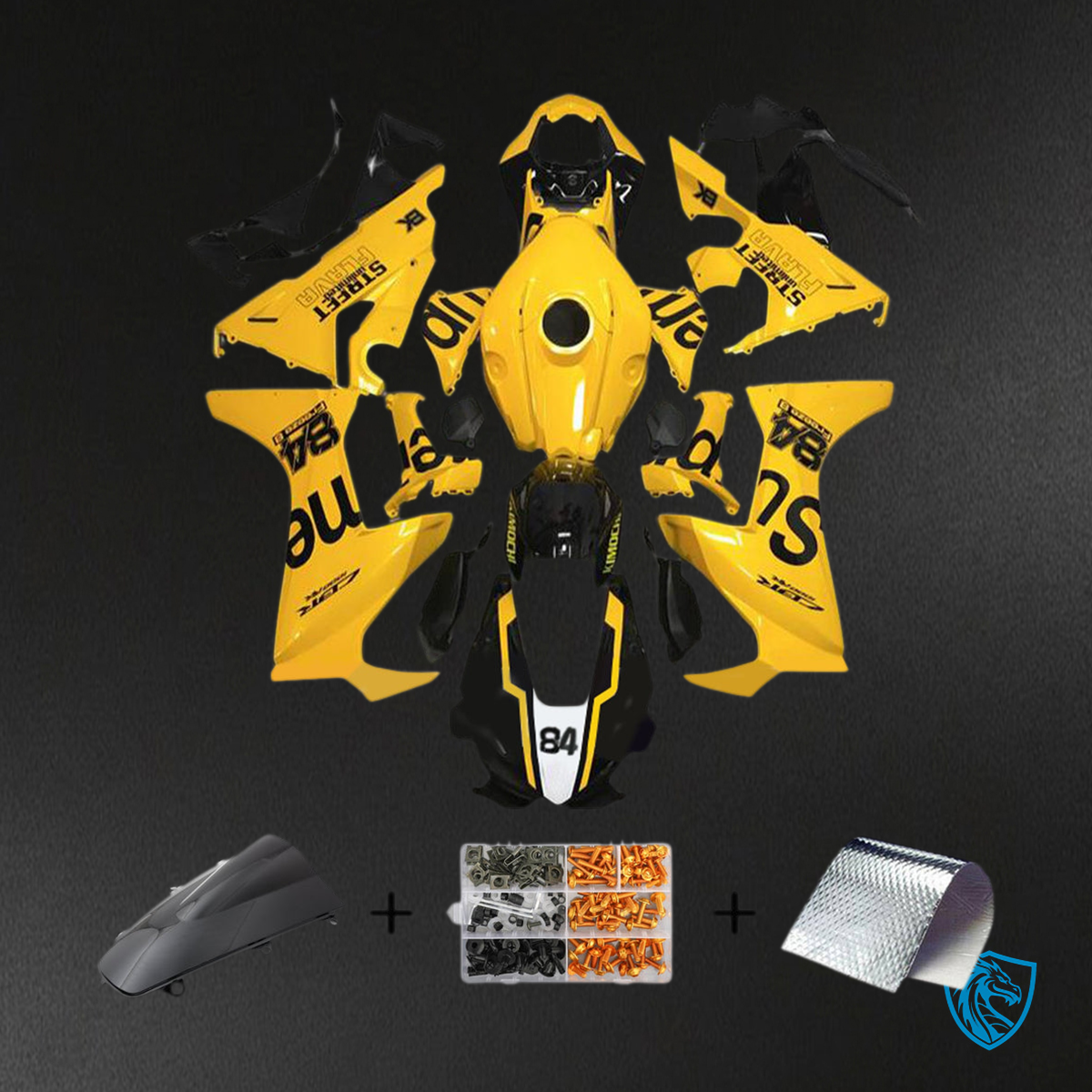 Honda CBR1000RR (2017-2023) Yellow & Black Fairing Kit - Aftermarket ABS Bodywork