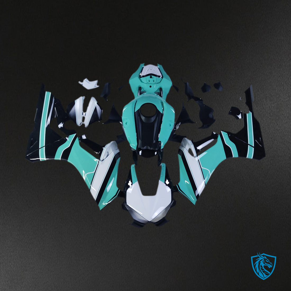 Honda CBR1000RR (2017-2023) Gloss Cyan, White & Black - Custom ABS Fairing Kit