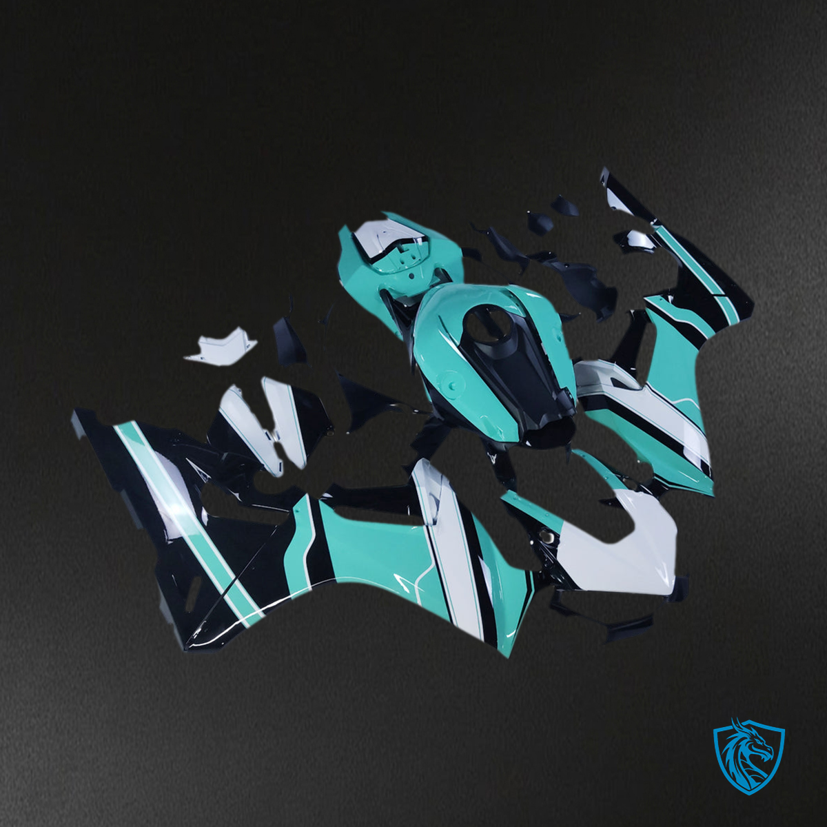 Honda CBR1000RR (2017-2023) Gloss Cyan, White & Black - Custom ABS Fairing Kit