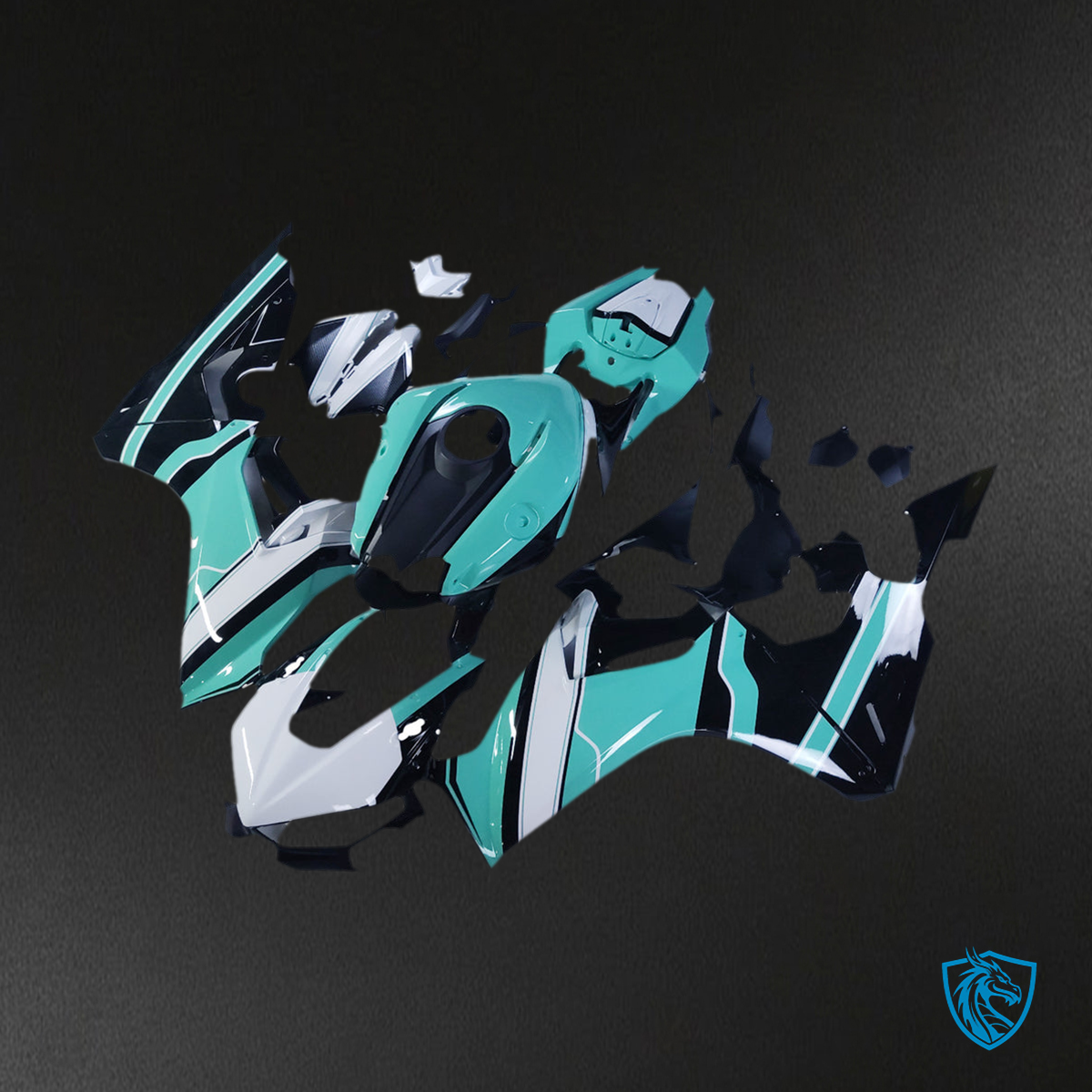 Honda CBR1000RR (2017-2023) Gloss Cyan, White & Black - Custom ABS Fairing Kit