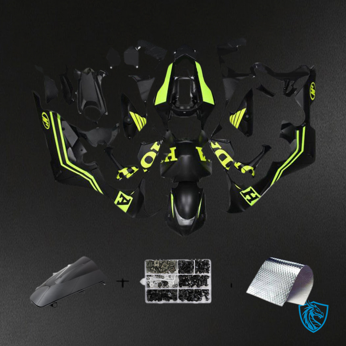 Honda CBR1000RR (2017-2023) Black & Neon Yellow - Custom ABS Fairing Kit
