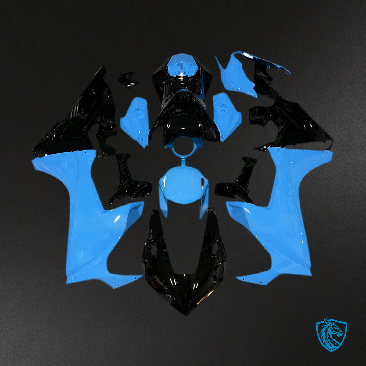 Honda CBR1000RR (2017-2023) Light Blue & Black - Custom ABS Fairing Kit