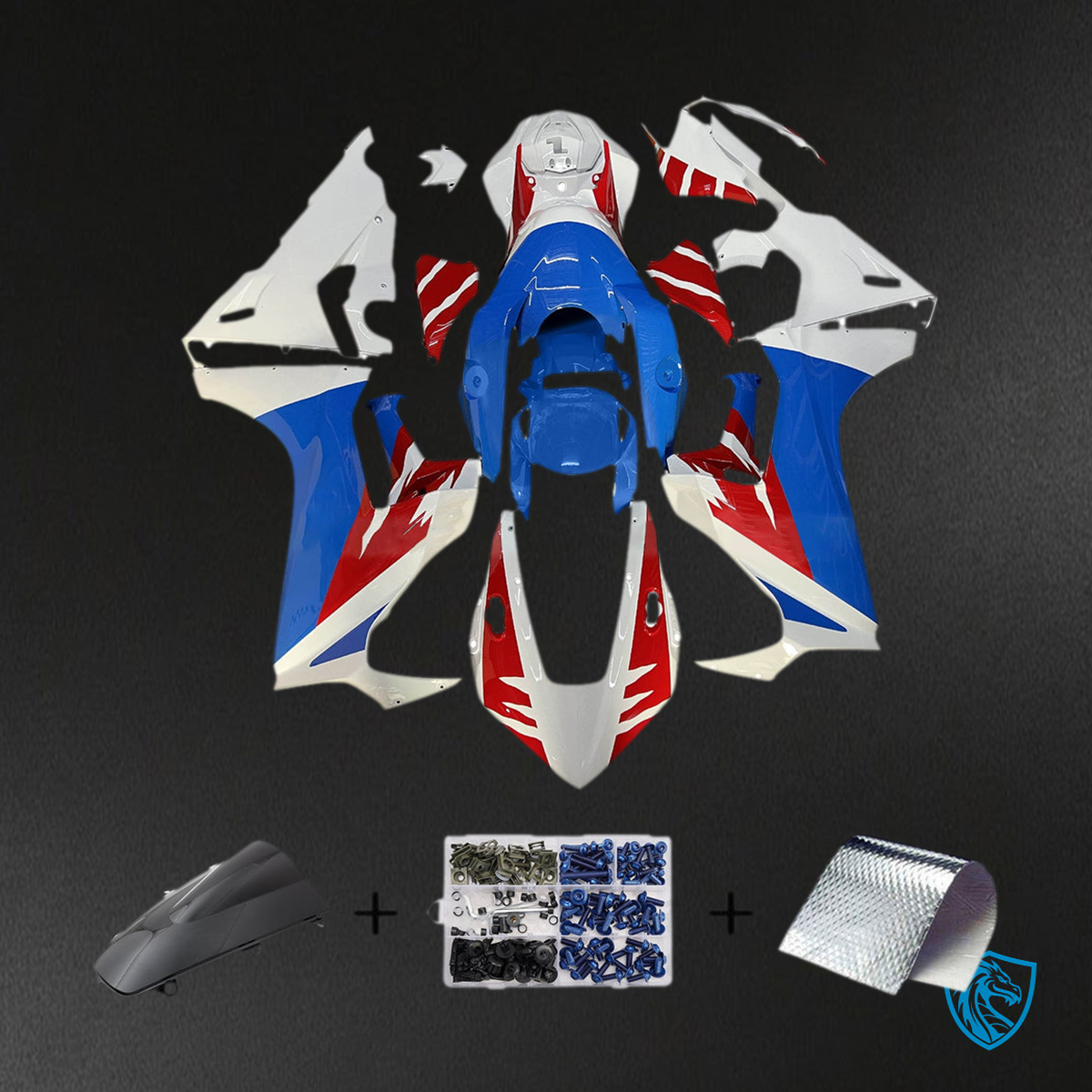 Honda CBR1000RR (2017-2023) White, Blue & Red Fairing Kit - Aftermarket ABS Bodywork