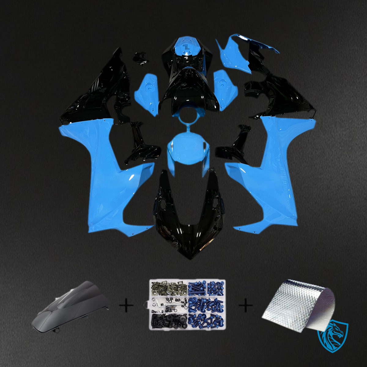 Honda CBR1000RR (2017-2023) Light Blue & Black - Custom ABS Fairing Kit
