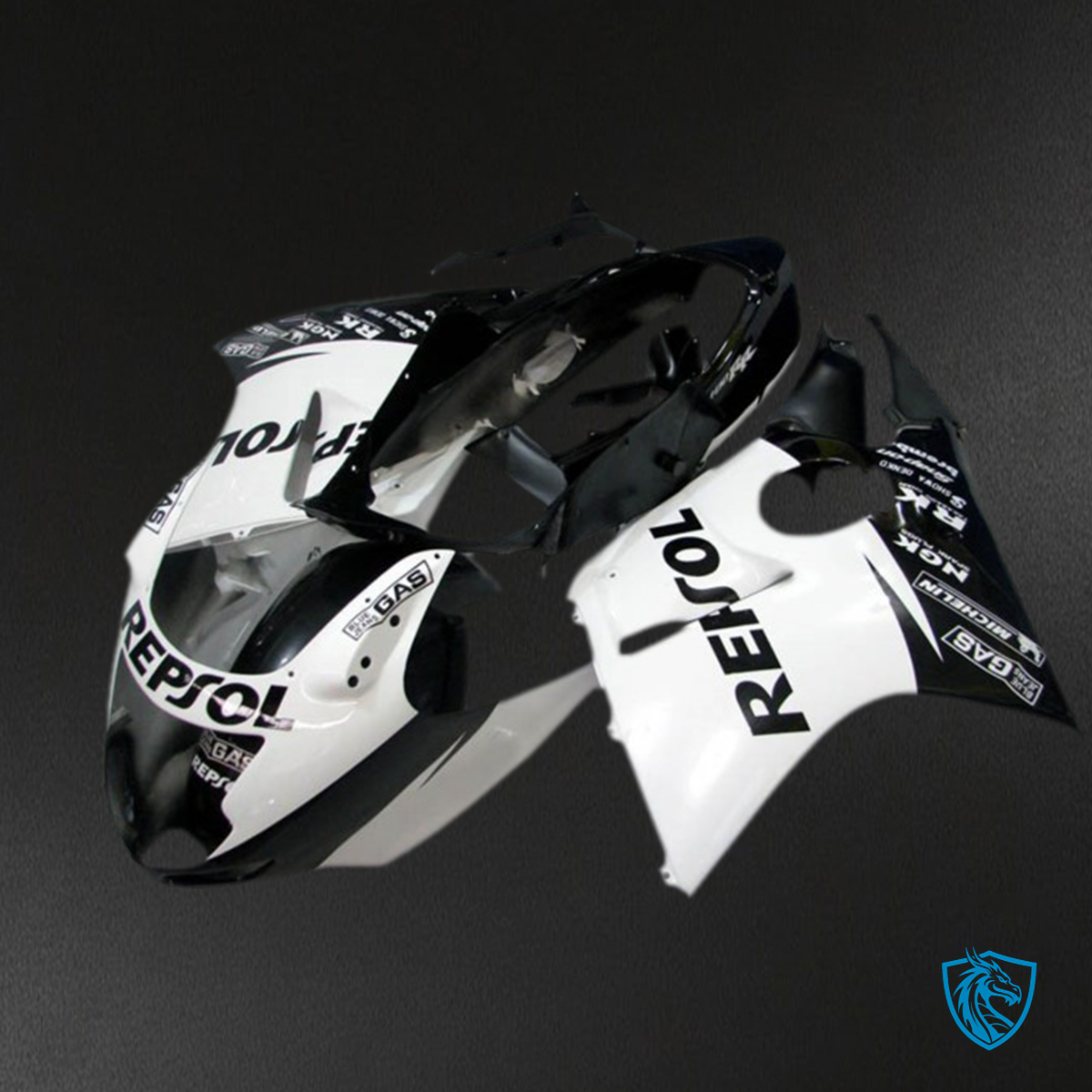 Honda CBR1100XX (1996-2007) Black & White Repsol - Fairing Kit | ABS Bodywork