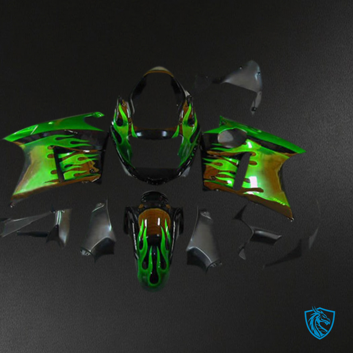Honda CBR1100XX (1996-2007) Green Flame - Fairing Kit | ABS Bodywork