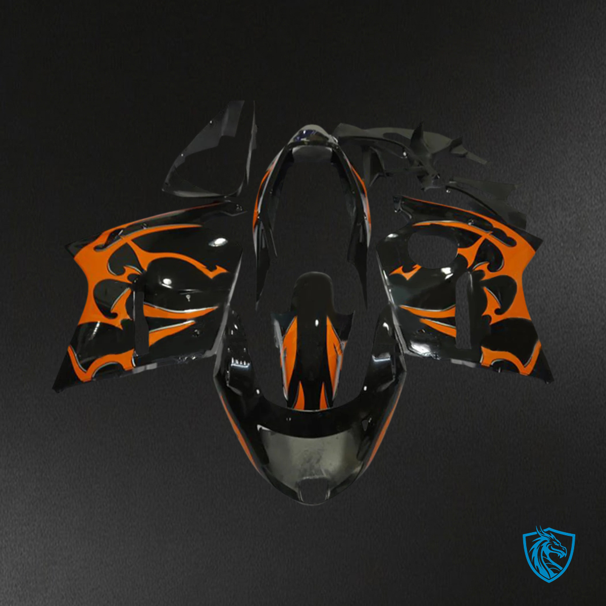 Honda CBR1100XX (1996-2007) Super Black Bird Black & Orange - Fairing Kit