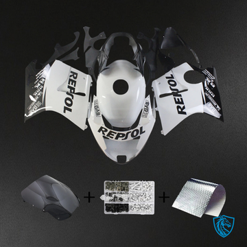 Honda CBR1100XX (1996-2007) Super Black Bird Black & White Repjol - Fairing Kit