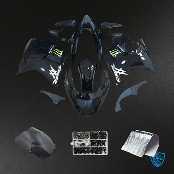 Honda CBR1100XX (1996-2007) Super Black Bird Black with White Logo - Fairing Kit