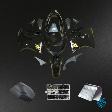 Honda CBR1100XX (1996-2007) Super Black Bird Black with Yellow Logo - Fairing Kit