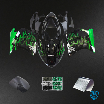 Honda CBR1100XX (1996-2007) Super Black Bird Green & Black - Fairing Kit