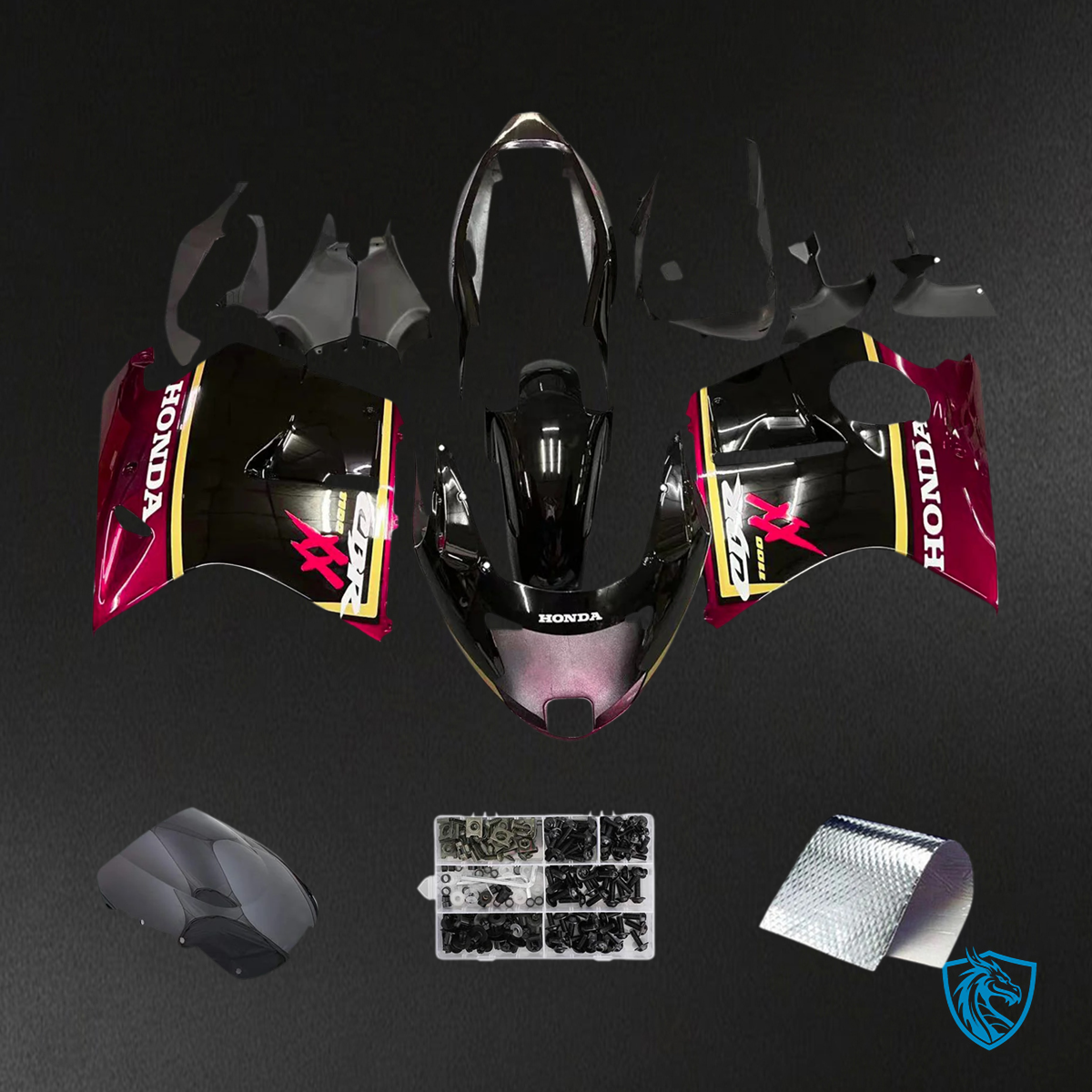Honda CBR1100XX (1996-2007) Super Black Bird Red & Black - Fairing Kit