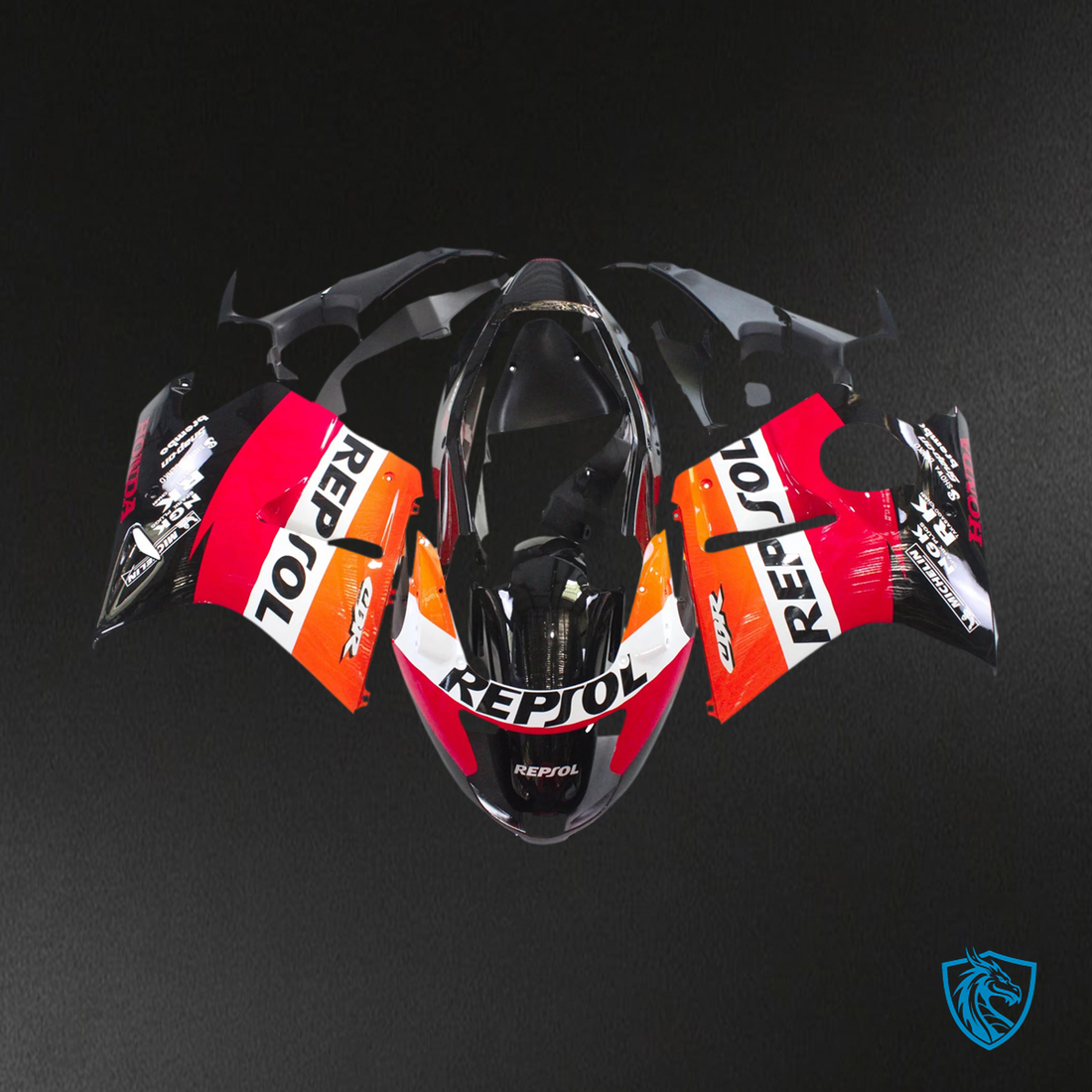 Honda CBR1100XX (1996-2007) Super Black Bird Red & Orange - Fairing Kit