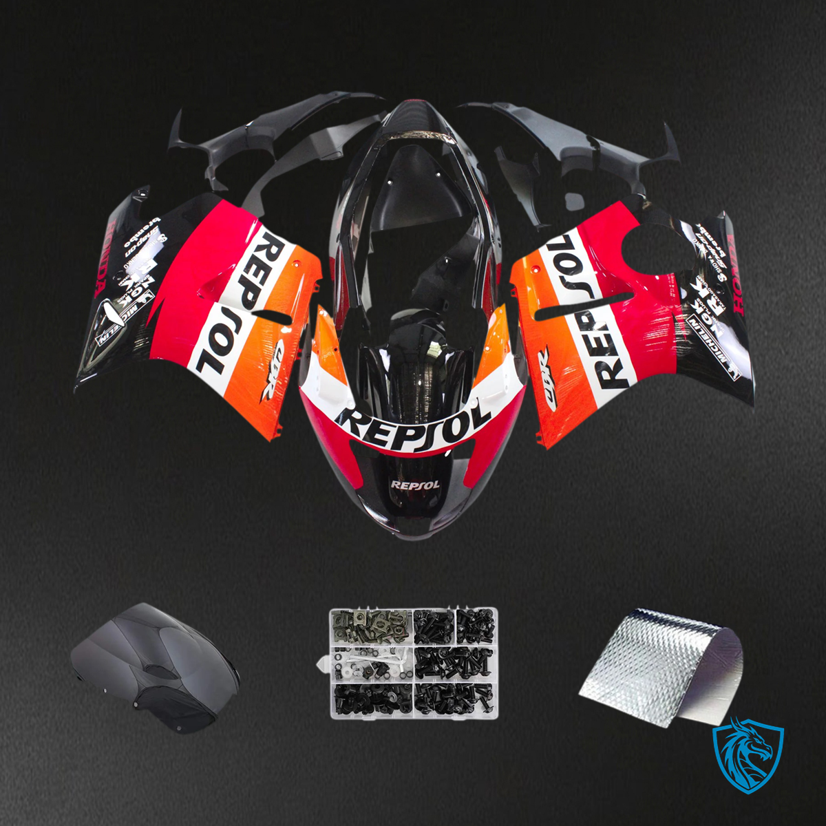 Honda CBR1100XX (1996-2007) Super Black Bird Red & Orange - Fairing Kit