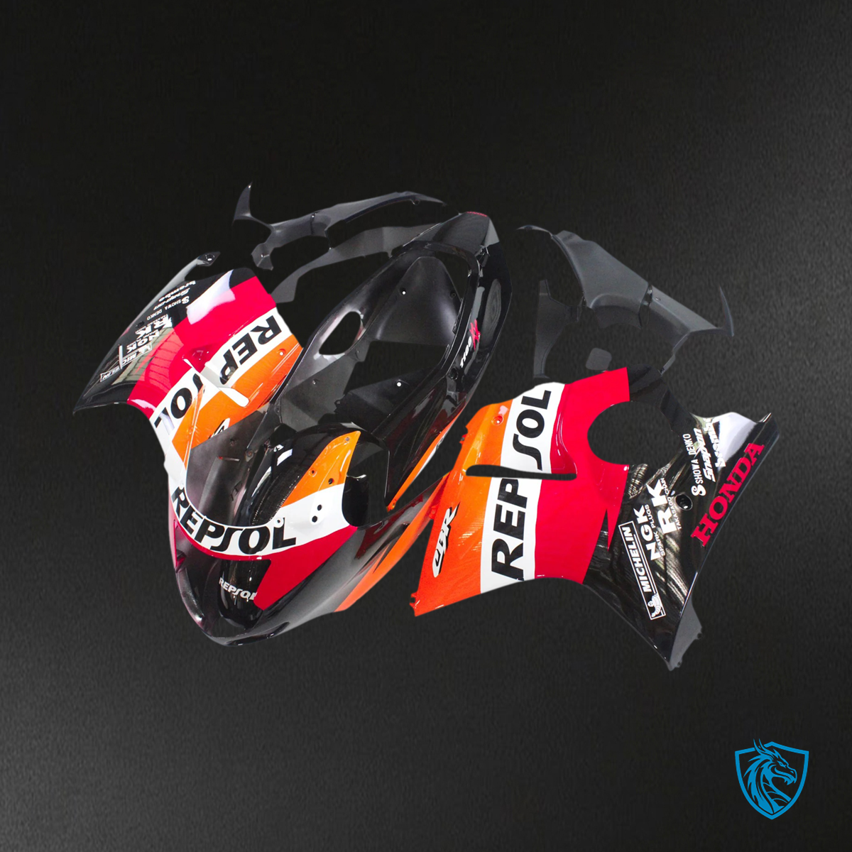 Honda CBR1100XX (1996-2007) Super Black Bird Red & Orange - Fairing Kit