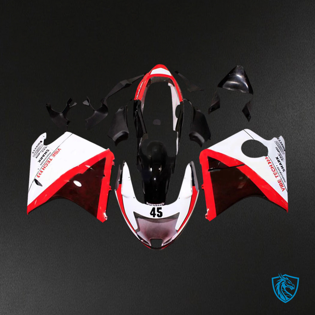 Honda CBR1100XX (1996-2007) Super Black Bird Red & White - Fairing Kit