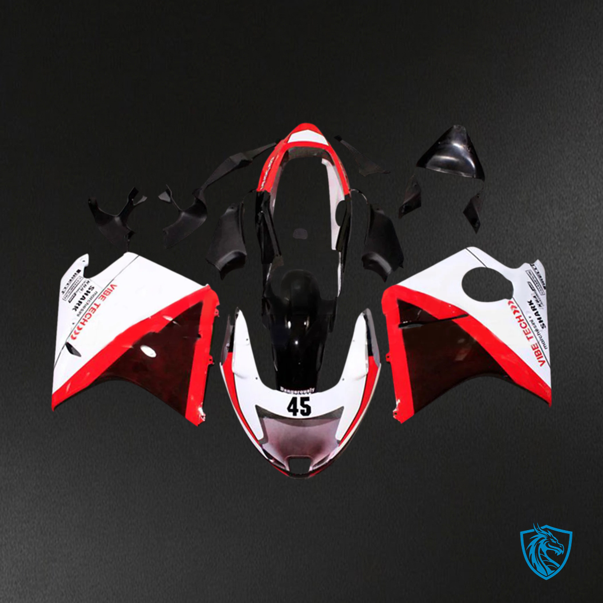 Honda CBR1100XX (1996-2007) Super Black Bird Red & White - Fairing Kit