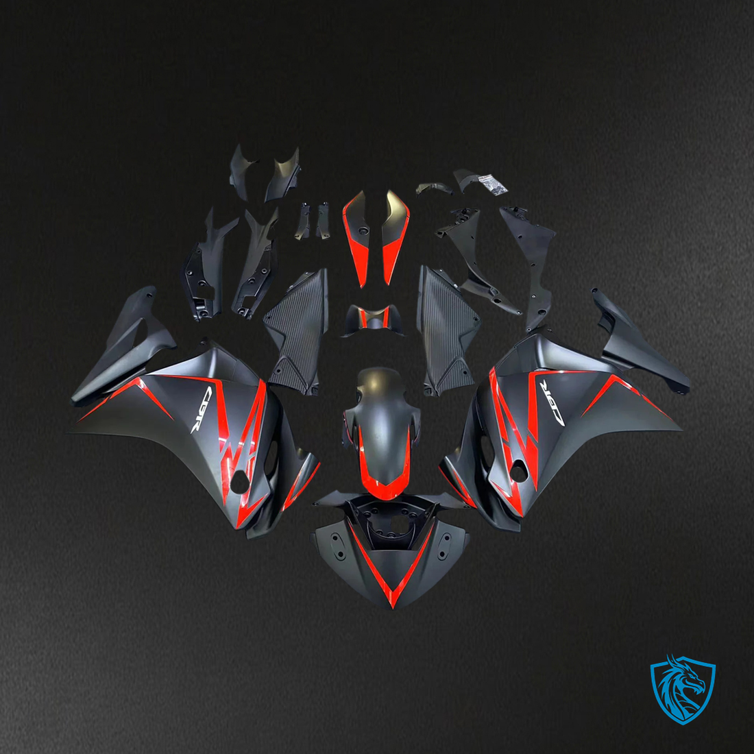 Honda CBR250R (2011-2015) Black with Red Stripe - Fairing Kit