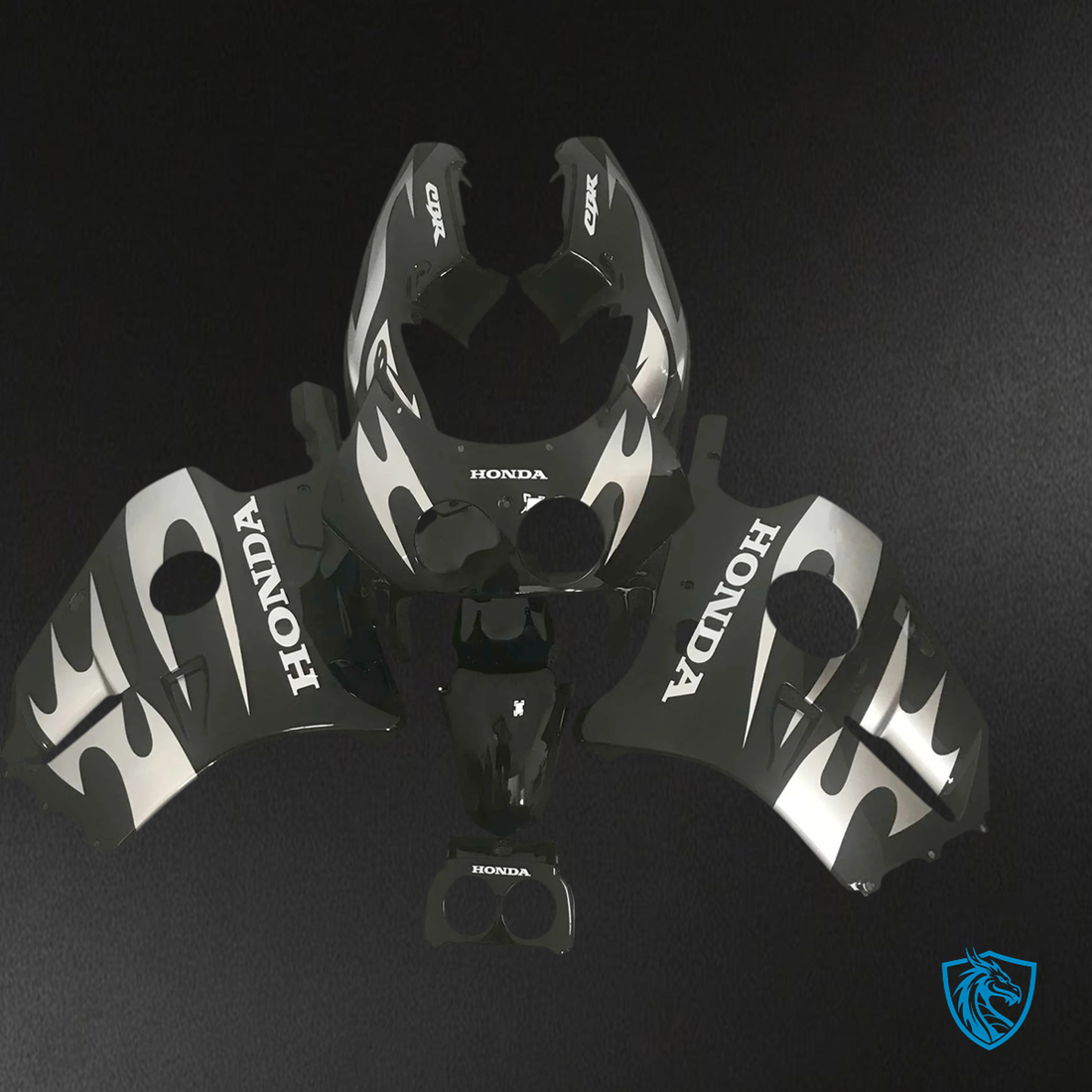 Honda CBR250RR MC19 (1988-1989) Black & Silver - Fairing Ki