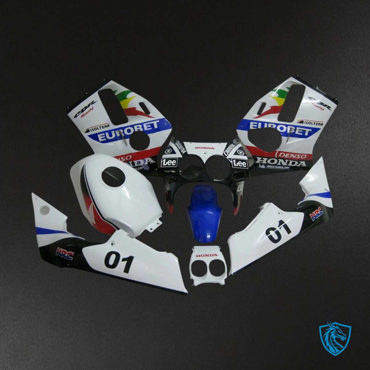 Honda CBR250RR MC19 (1988-1989) White & Blue - Fairing Kit