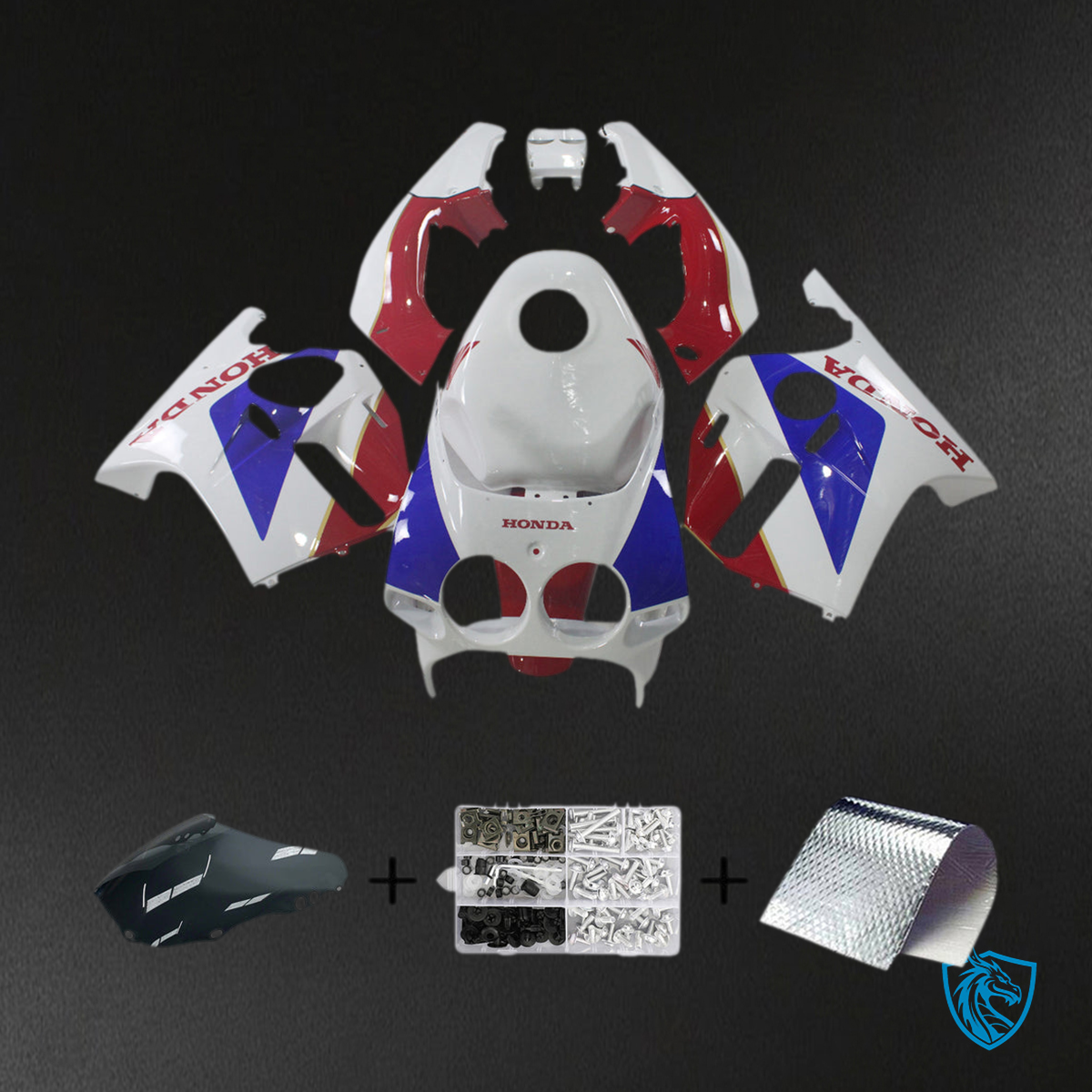 Honda CBR250RR MC19 (1988-1989) Fairing Kit - White, Red, and Blue - ABS Bodywork