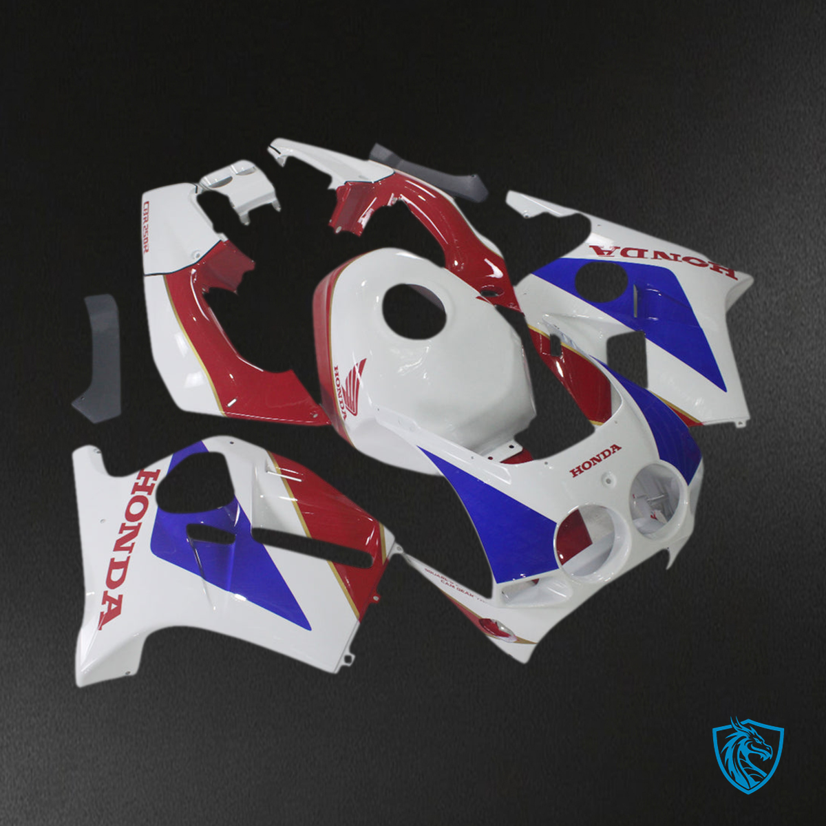 Honda CBR250RR MC19 (1988-1989) Fairing Kit - White, Red, and Blue - ABS Bodywork