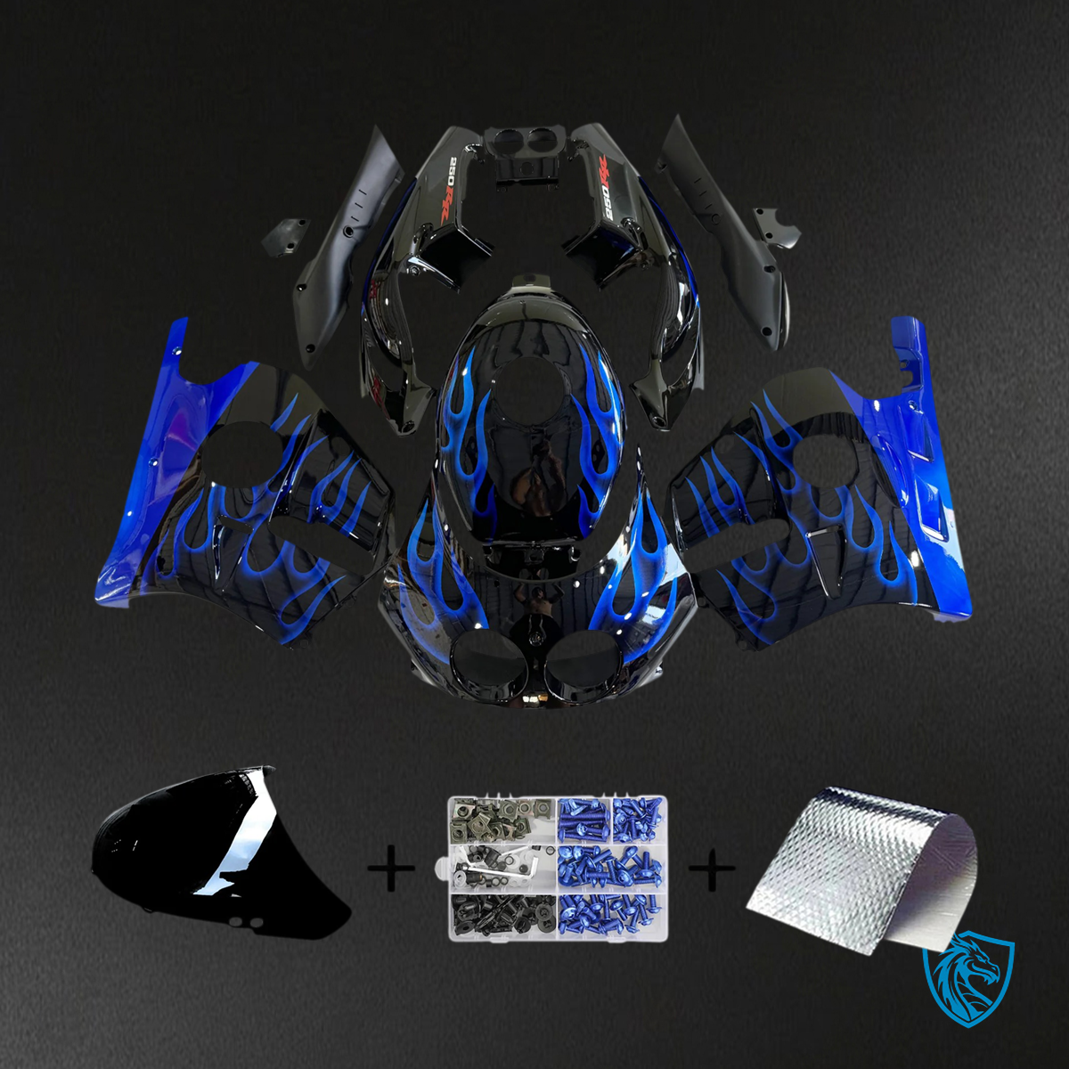 Honda CBR250RR MC22 (1990-1998) Black & Blue - Fairing Kit