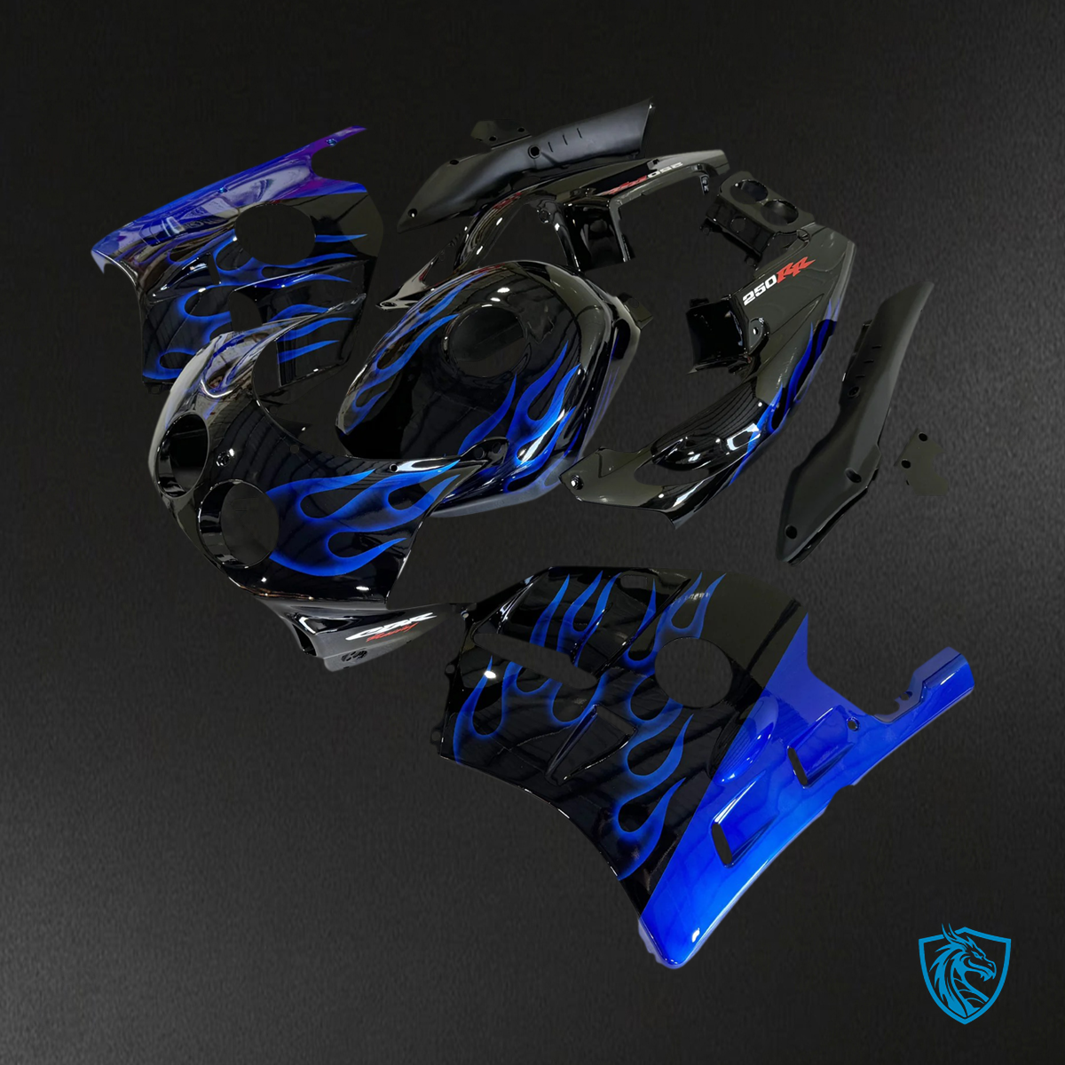 Honda CBR250RR MC22 (1990-1998) Black & Blue - Fairing Kit