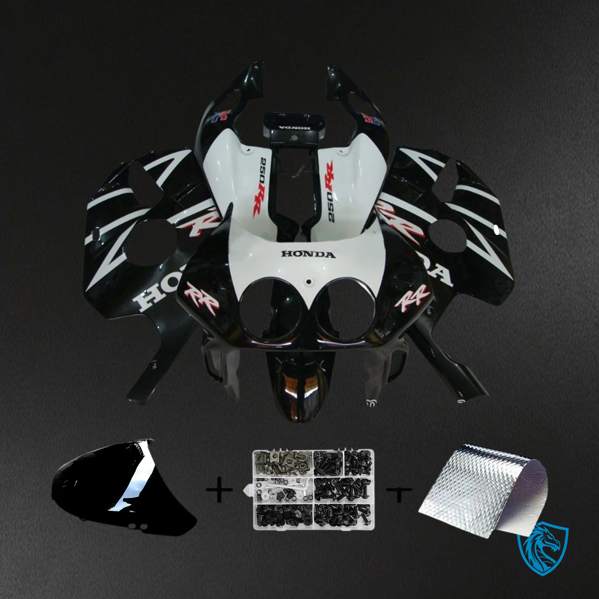 Honda CBR250RR MC22 (1990-1998) Black & White - Fairing Kit