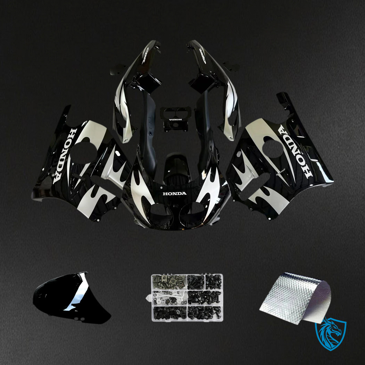 Honda CBR250RR MC22 (1990-1998) Black & Gray - Fairing Kit