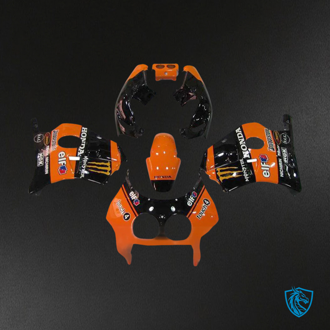 Honda CBR250RR MC22 (1990-1998) Orange & Black - Fairing Kit