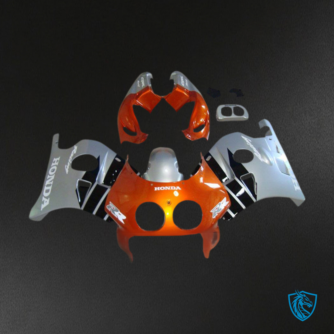 Honda CBR250RR MC22 (1990-1998) Fairing Kit - Orange and Silver/Grey - ABS Bodywork