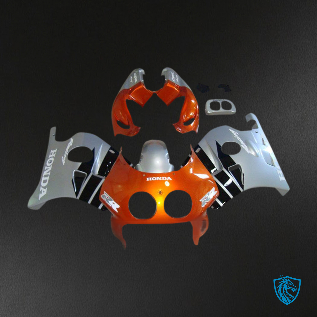Honda CBR250RR MC22 (1990-1998) Fairing Kit - Orange and Silver/Grey - ABS Bodywork