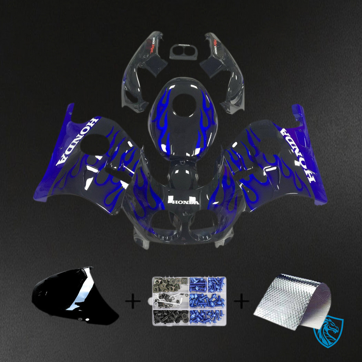 Honda CBR250RR MC22 (1990-1998) Fairing Kit - Black and Blue -  ABS Bodywork