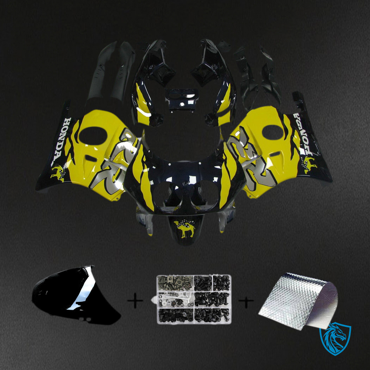 Honda CBR250RR MC22 (1990-1998) Fairing Kit - Black and Yellow -  ABS Bodywork