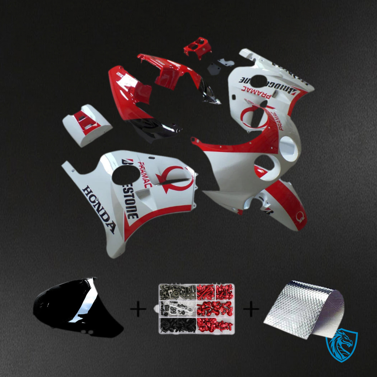 Honda CBR250RR MC22 (1990-1998 ) Fairing Kit - Gloss White and Red - ABS Bodywork