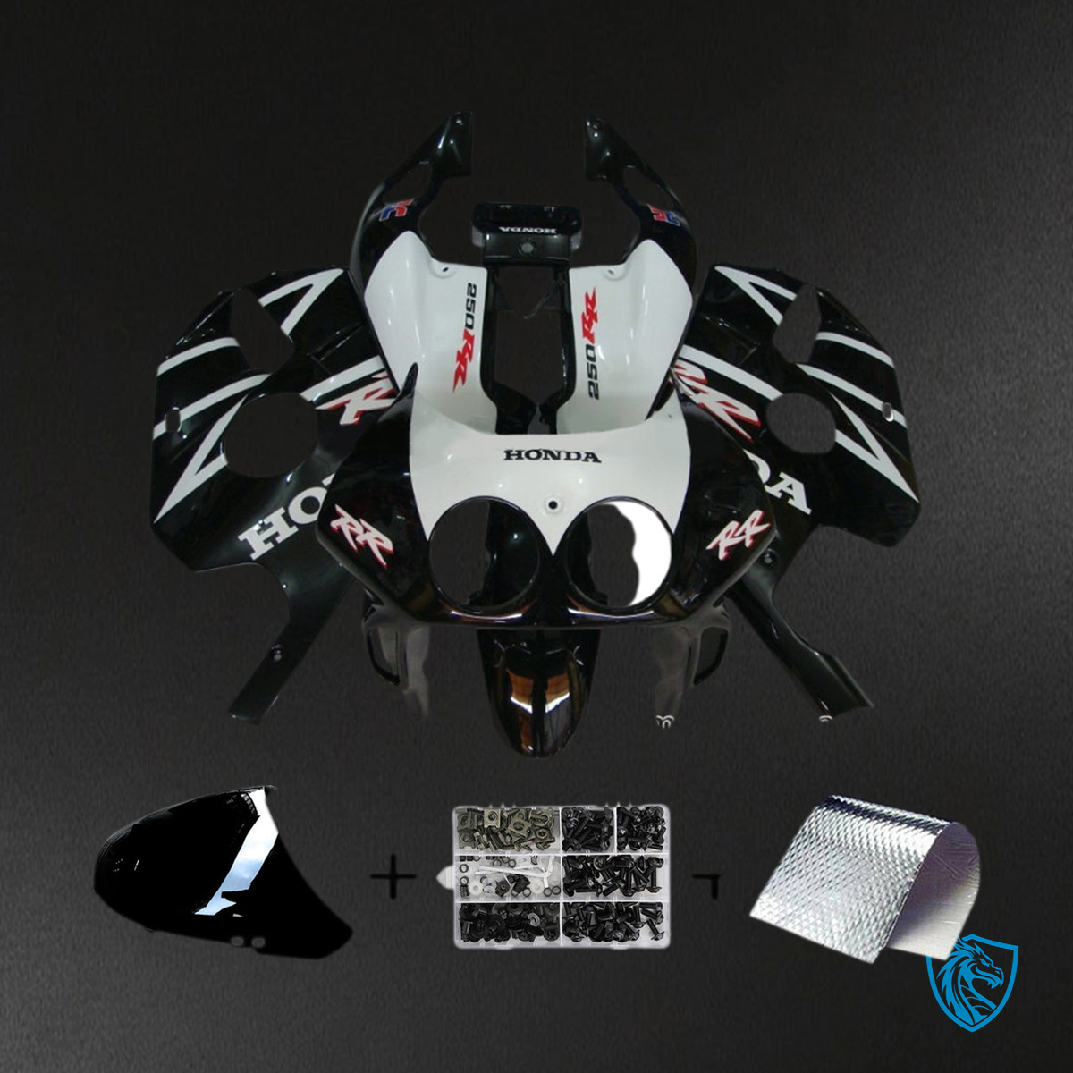 Honda CBR250RR MC22 (1990-1998) Fairing Kit - Black and White - ABS Bodywork