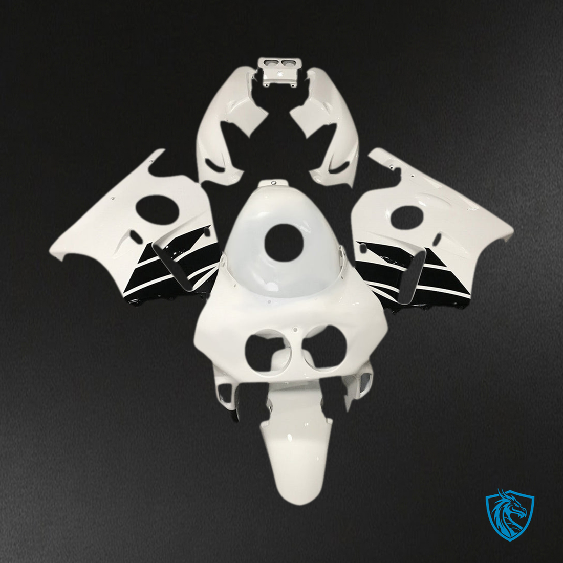 Honda CBR250RR MC22 (1990-1998) Fairing Kit - Gloss White with Black - ABS Bodywork