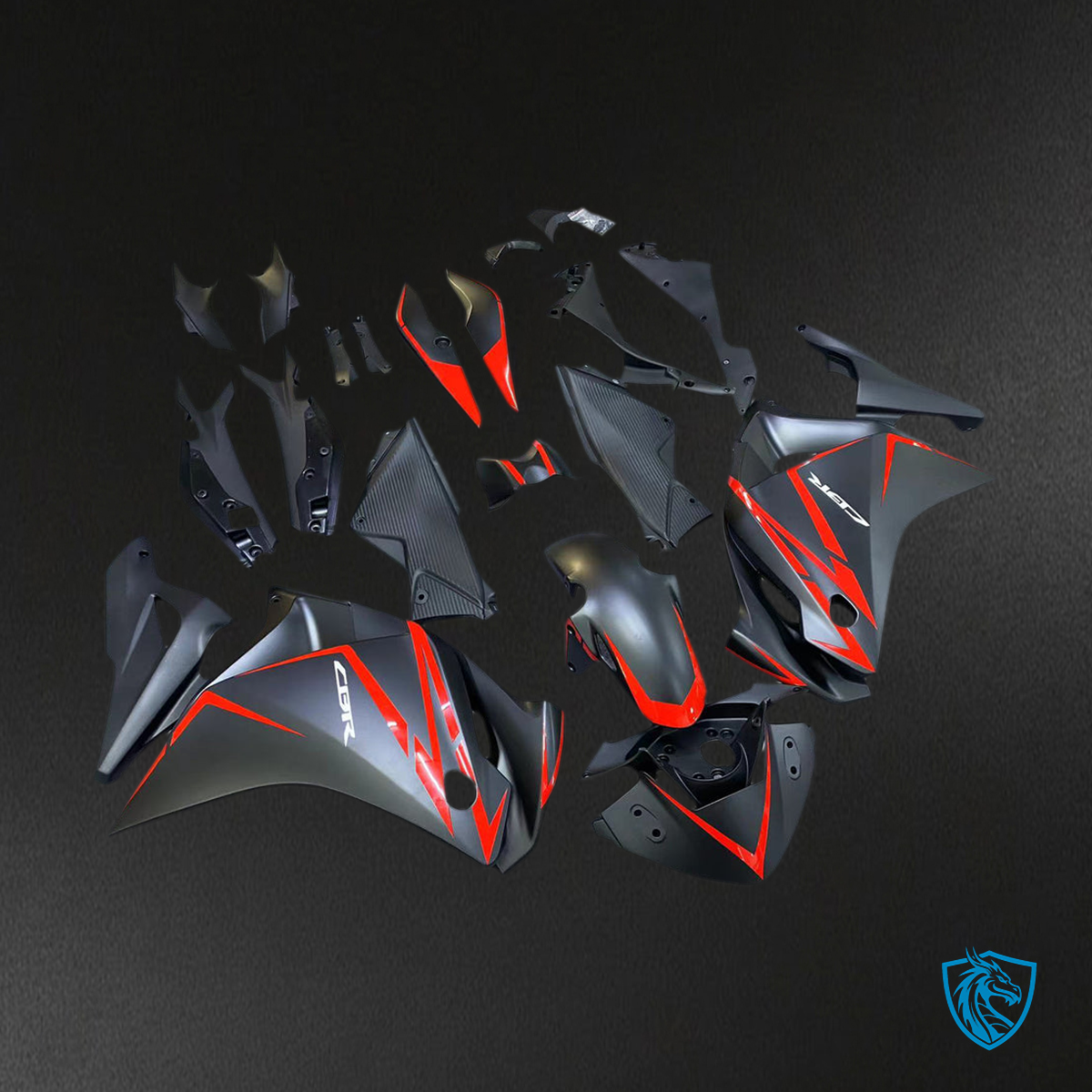 Honda CBR250R (2011-2015) Fairing Kit  - Matte Black & Red  - ABS Bodywork